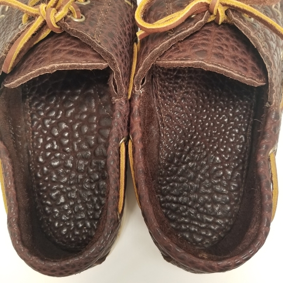 Made in Maine USA Mens Size 11D Brown Pebbled Leather Boat Shoe Slip On - Picture 6 of 12